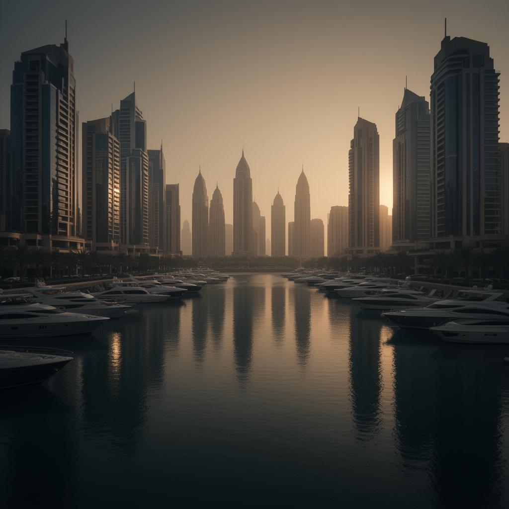 Dubai skyline at golden hour